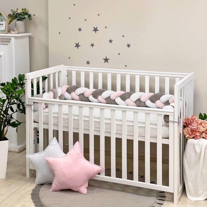 Protectie laterala patut bebe grafit-roz (1)